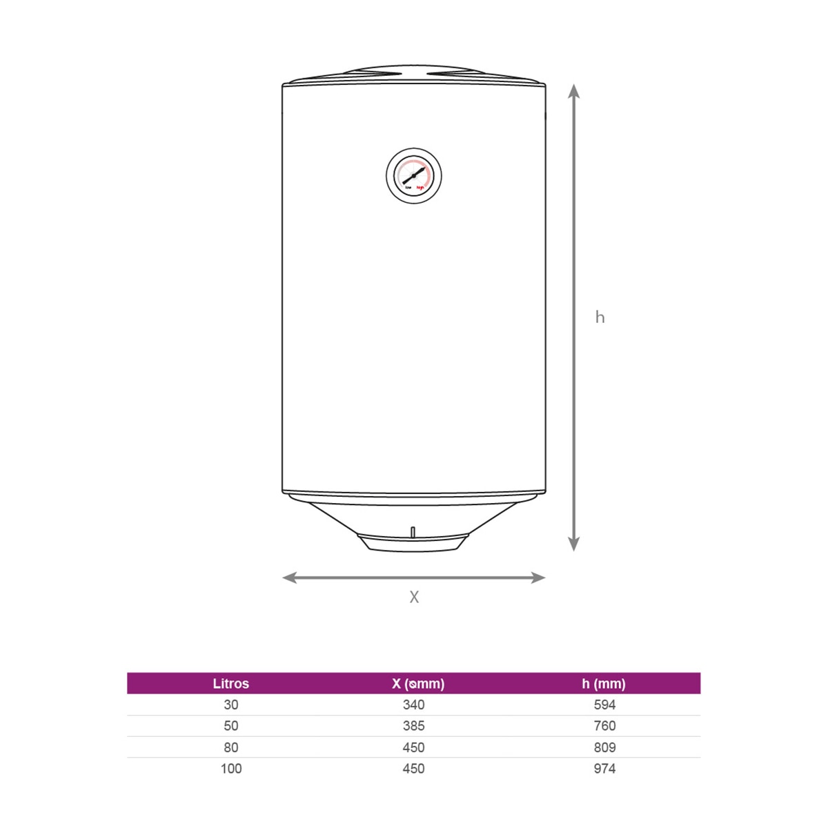 Termo eléctrico Vertical Fácula 80 litros -TAC080F 2