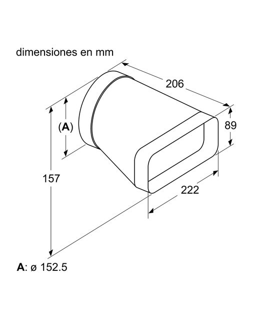 Acessório Adaptador para Conduta 150 mm Diâmetro Redondo-Plano Siemens HZ9VDSI0 2