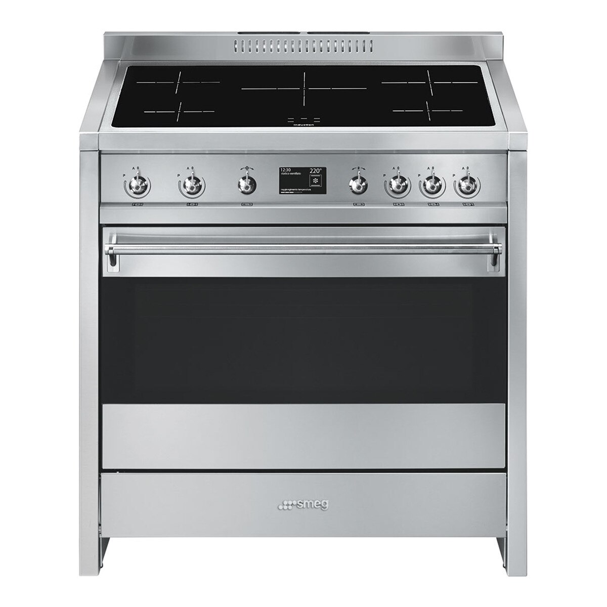 Cocina compacta Smeg 90 cm, placa inducción 5 zonas y horno eléctrico - A1PYID-9 Inox-1