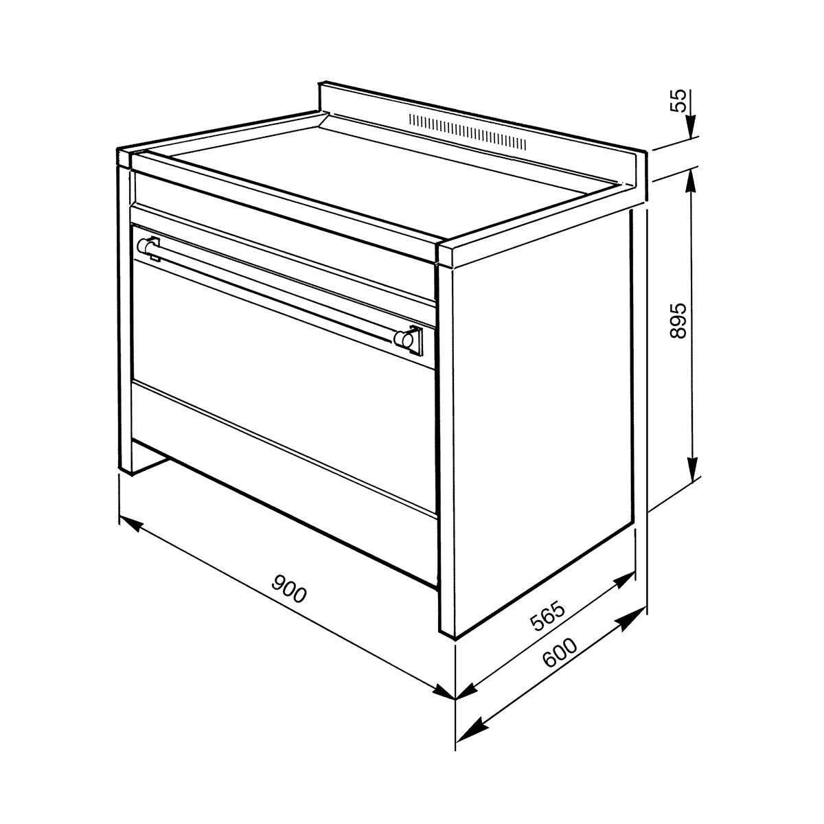 Cocina compacta Smeg 90 cm, placa inducción 5 zonas y horno eléctrico - A1PYID-9 Inox-3