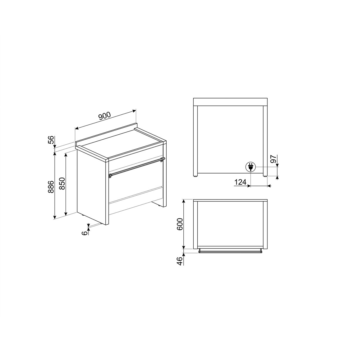 Cocina compacta Smeg 90 cm, placa inducción 5 zonas y horno eléctrico - A1PYID-9 Inox-4