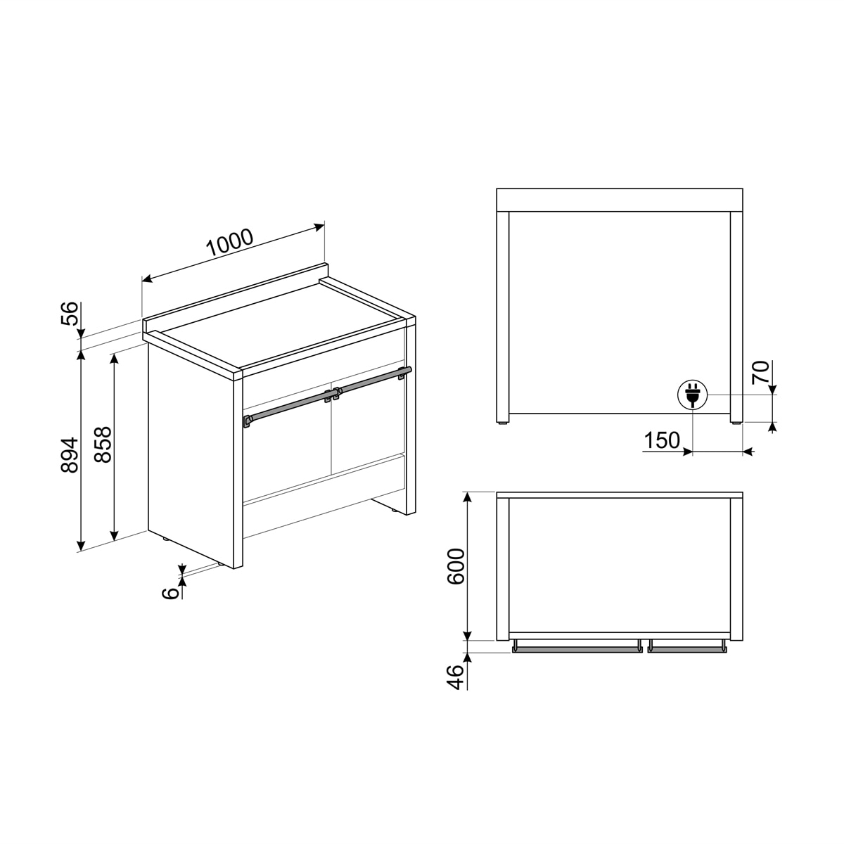 Cocina compacta Smeg 100 cm, placa inducción 5 zonas y 2 hornos - A2PYID-81 - Inox Inox-2