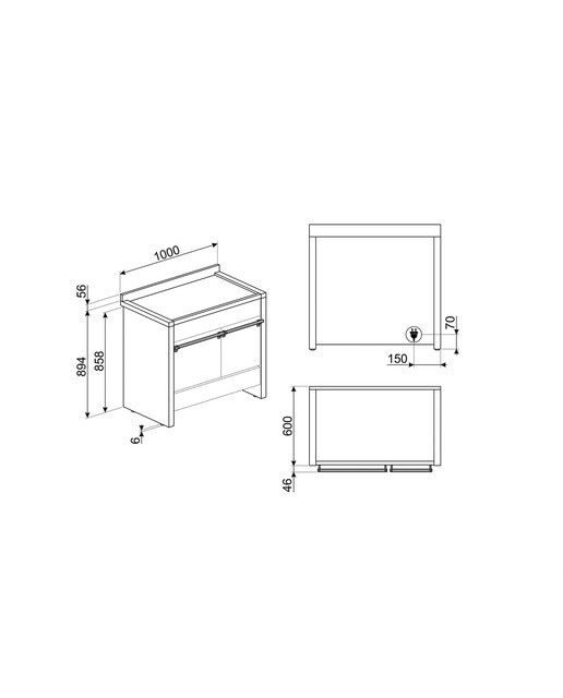 Cocina compacta Smeg 100 cm, placa inducción 5 zonas y 2 hornos - A2PYID-81 - Inox Inox-3