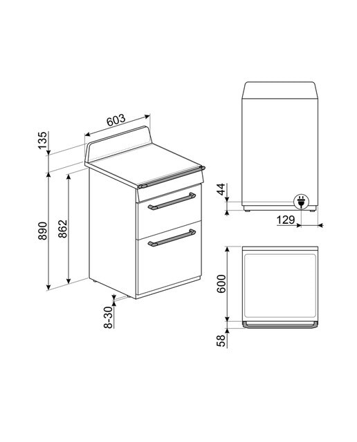 Cocina compacta Smeg placa inducción con 4 zonas y horno multifunción - TR62IBL2 - Negro Negro-2