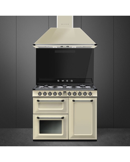 Cocina compacta Smeg 100,3 cm, placa de gas 6 quemadores y 3 cavidades de horno - TR103P Crema-3