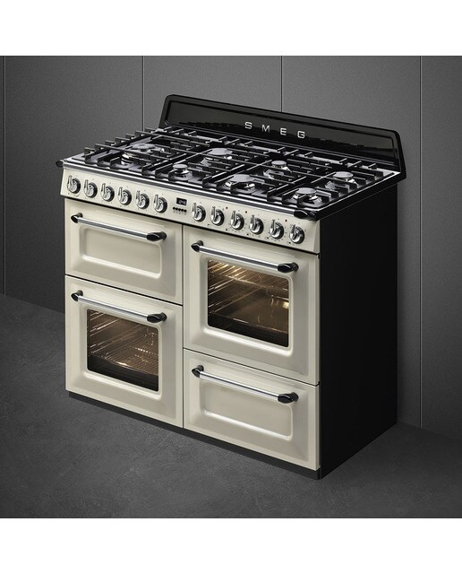 Cocina compacta Smeg placa de gas 7 quemadores, 3 cavidades de horno y 1 cajón - TR4110P1 Blanco-3