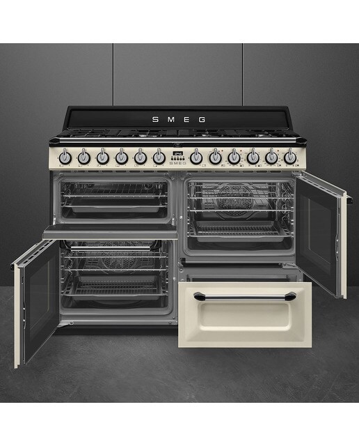 Cocina compacta Smeg placa de gas 7 quemadores, 3 cavidades de horno y 1 cajón - TR4110P1 Blanco-4