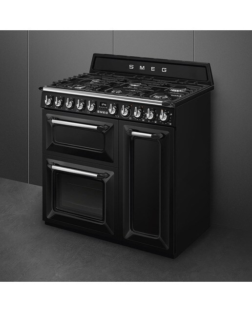 Cocina compacta Smeg placa de gas 6 quemadores y 3 cavidades de horno - TR93BL Negro-3