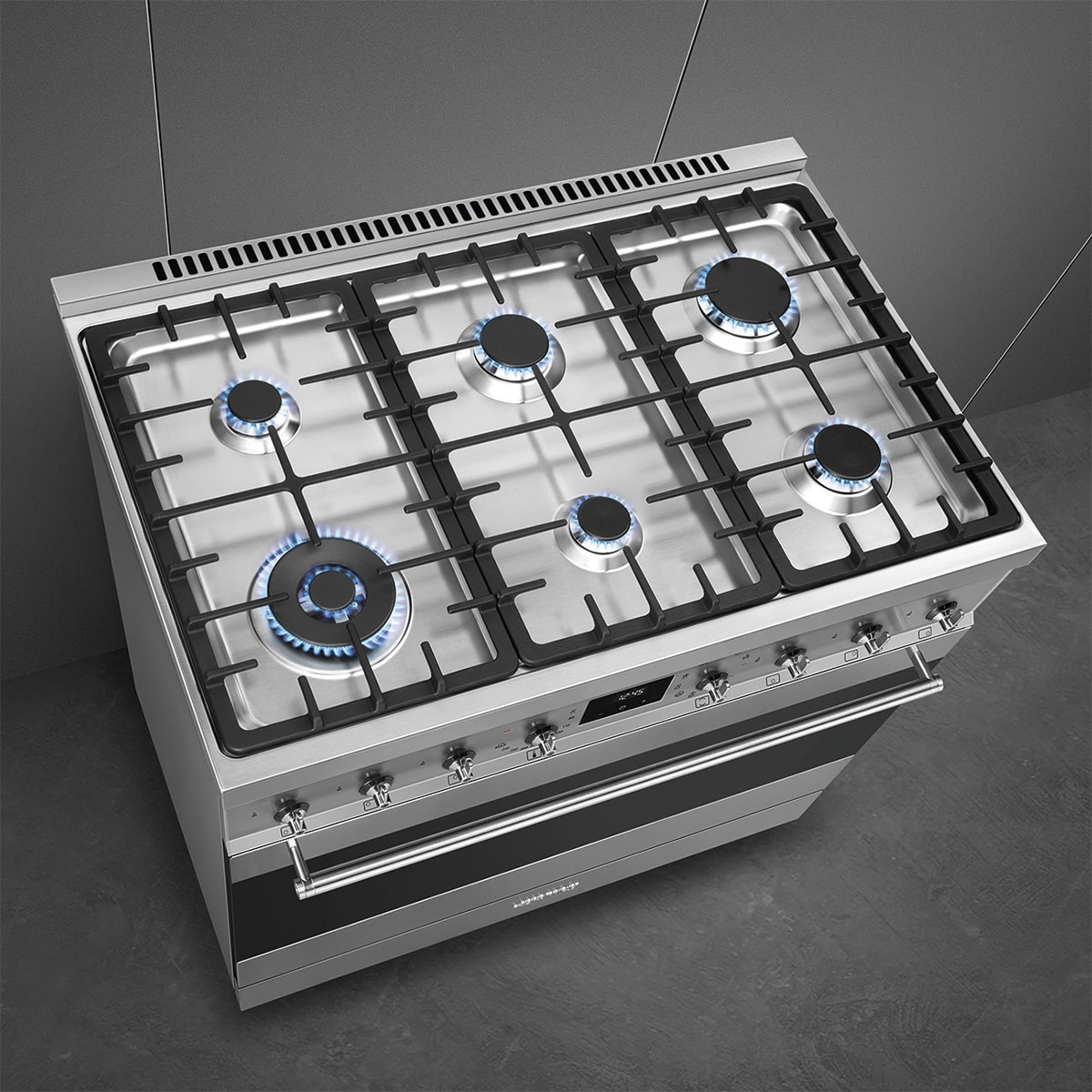 Cocina compacta Smeg , 90 cm gas y 6 zonas de cocción y horno - C9MX2 Inox-8