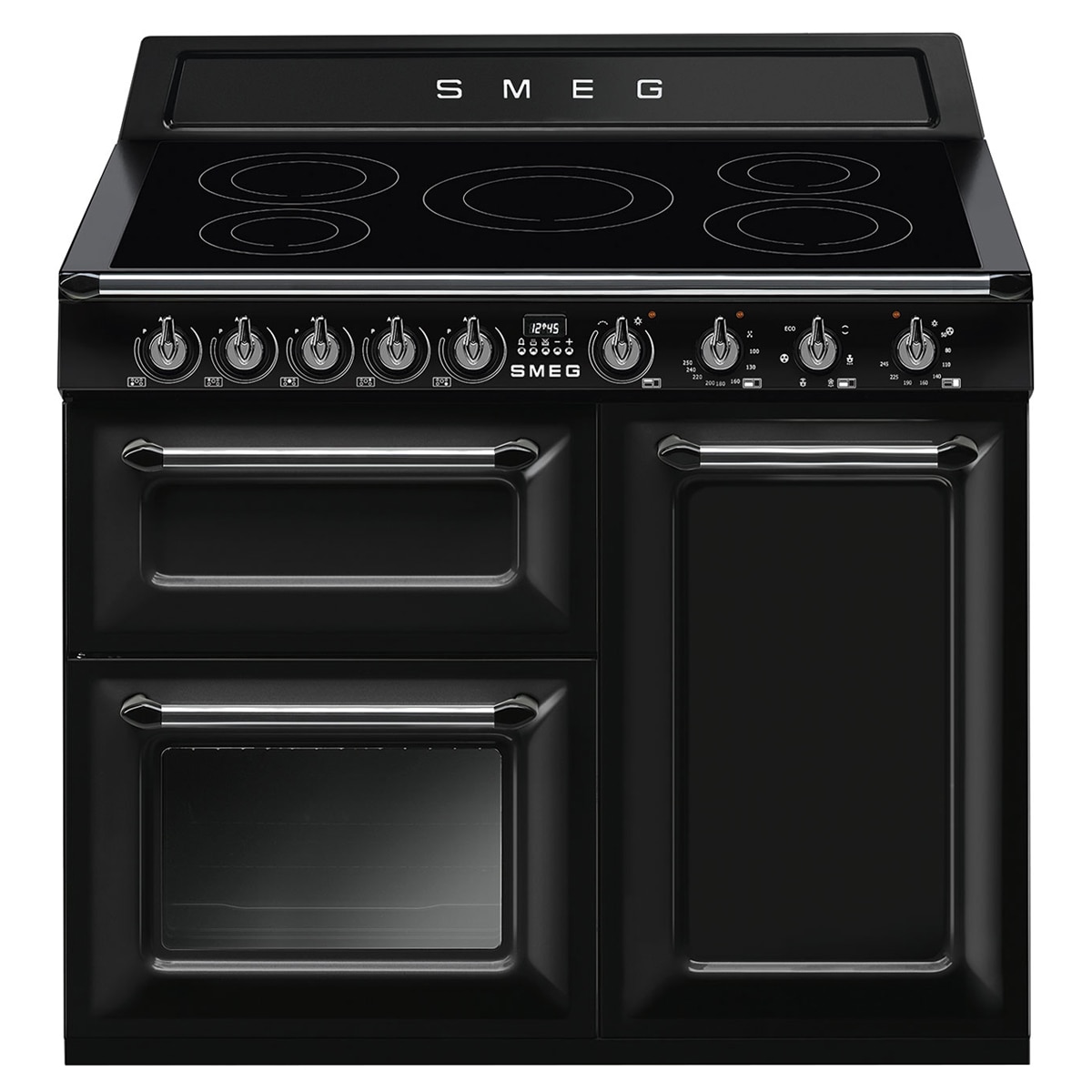 Cocina compacta Smeg 100 cm, placa inducción y 2 hornos - TR103IBL2 Negro-1