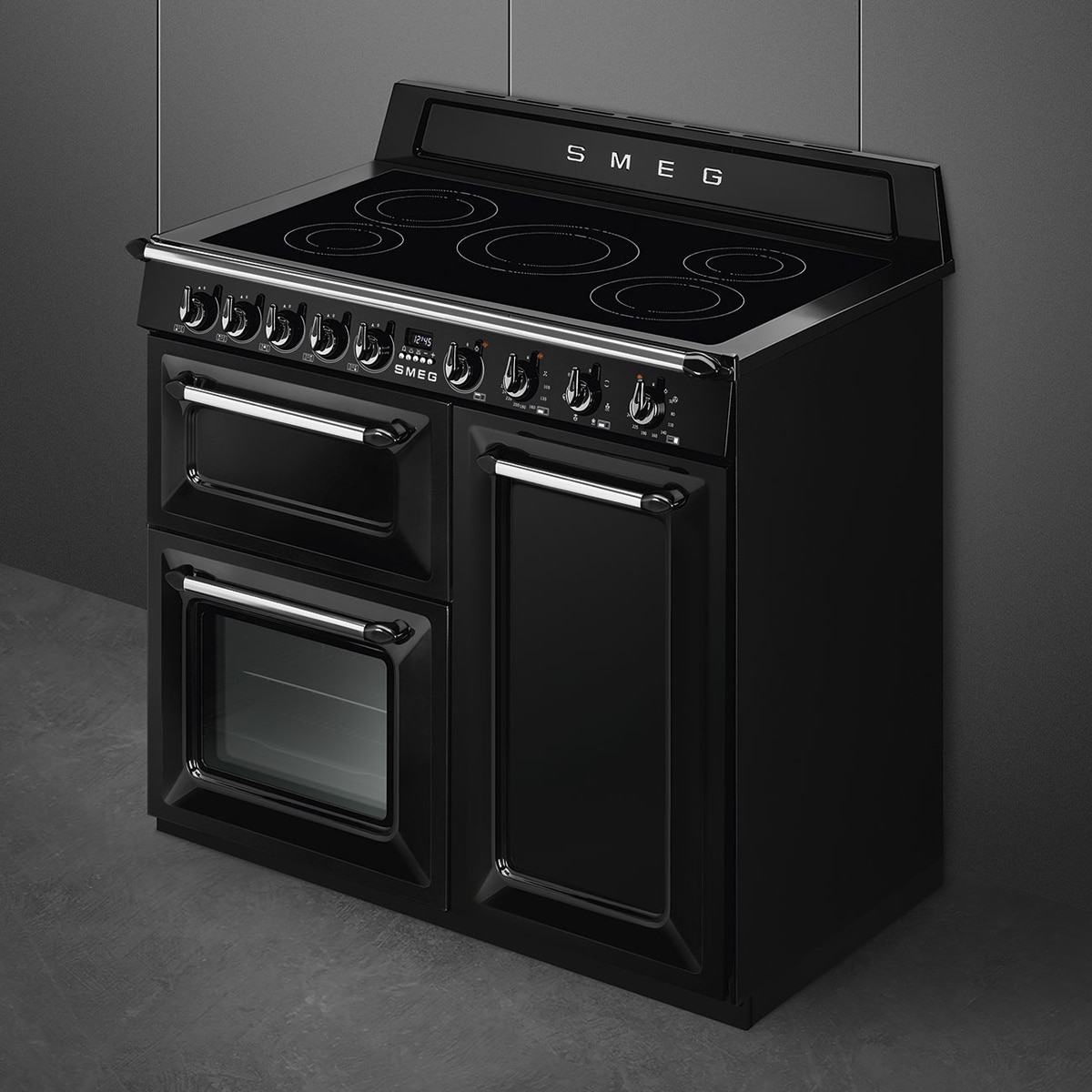 Cocina compacta Smeg 100 cm, placa inducción y 2 hornos - TR103IBL2 Negro-3