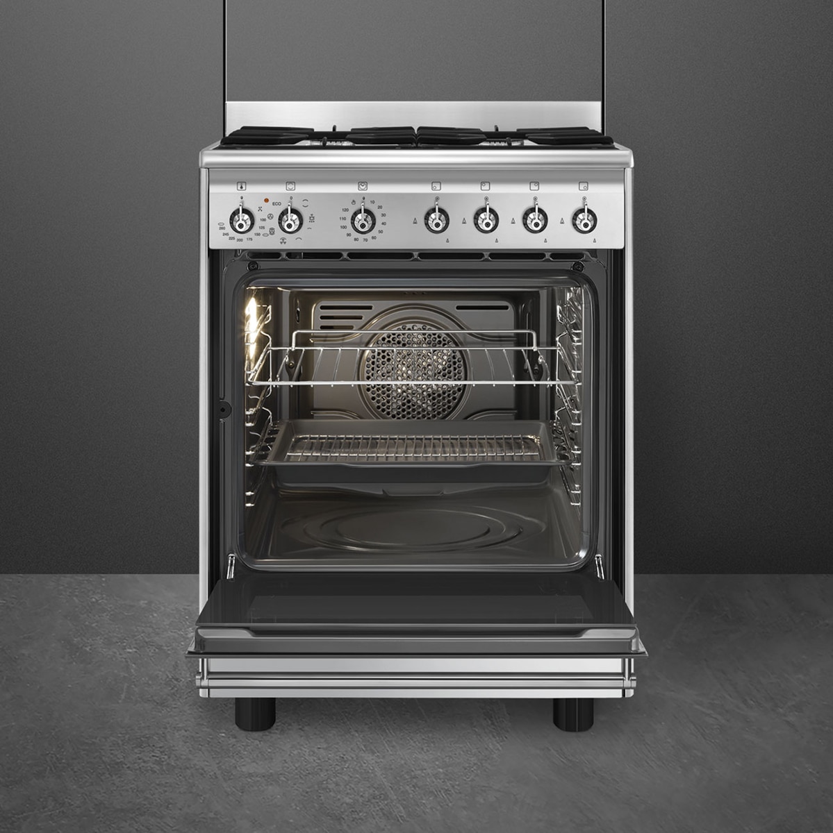 Cocina compacta gas Smeg 60 cm, 1 cavidad de horno - CX60GMX Acero Inox-3