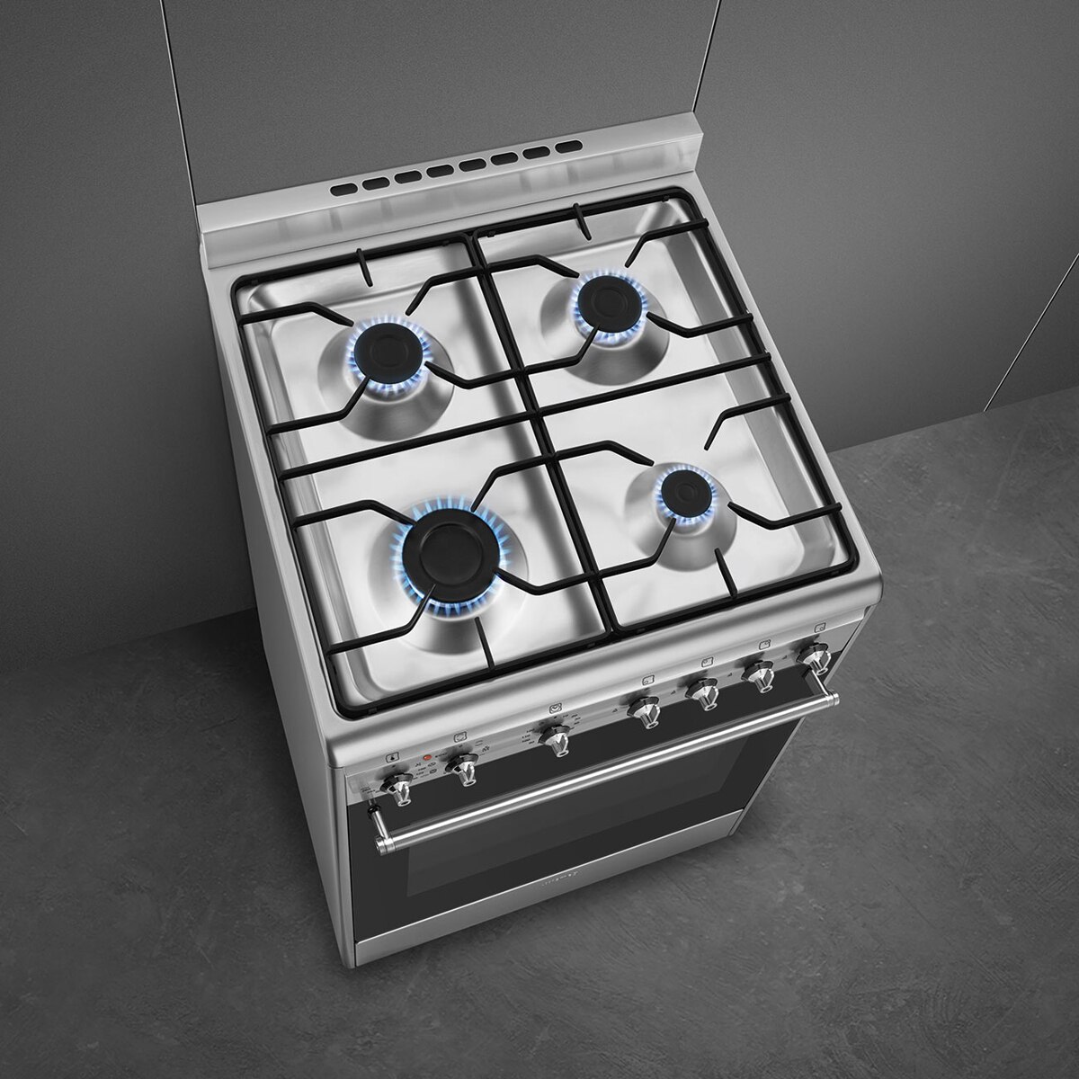Cocina compacta gas Smeg 60 cm, 1 cavidad de horno - CX60GMX Acero Inox-6