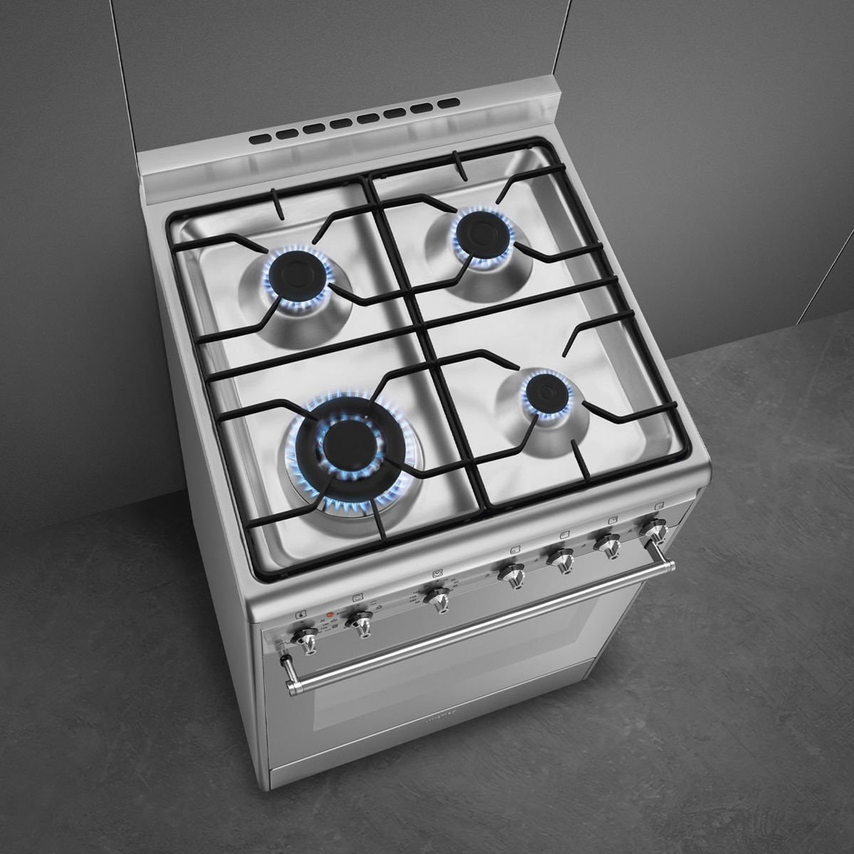 Cocina compacta gas Smeg 60 cm, 1 cavidad de horno - SX61GM Acero Inox-6
