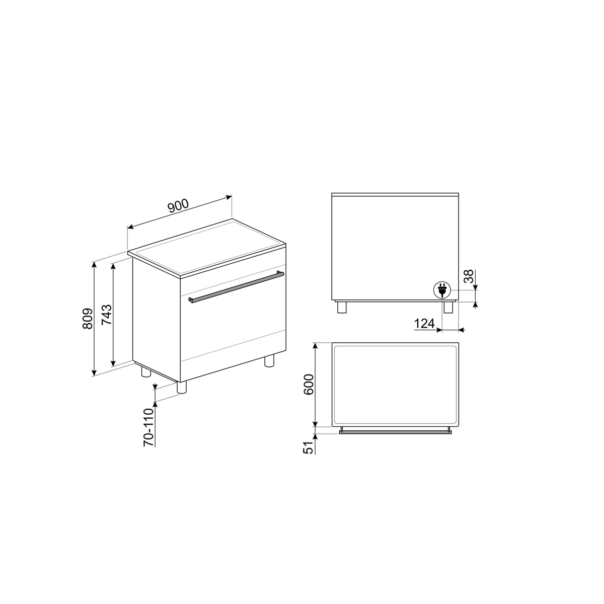Thumbnail 5 de Smeg C9IMN2 cocina 90 cm, inducción 5 zonas 2,3 kW