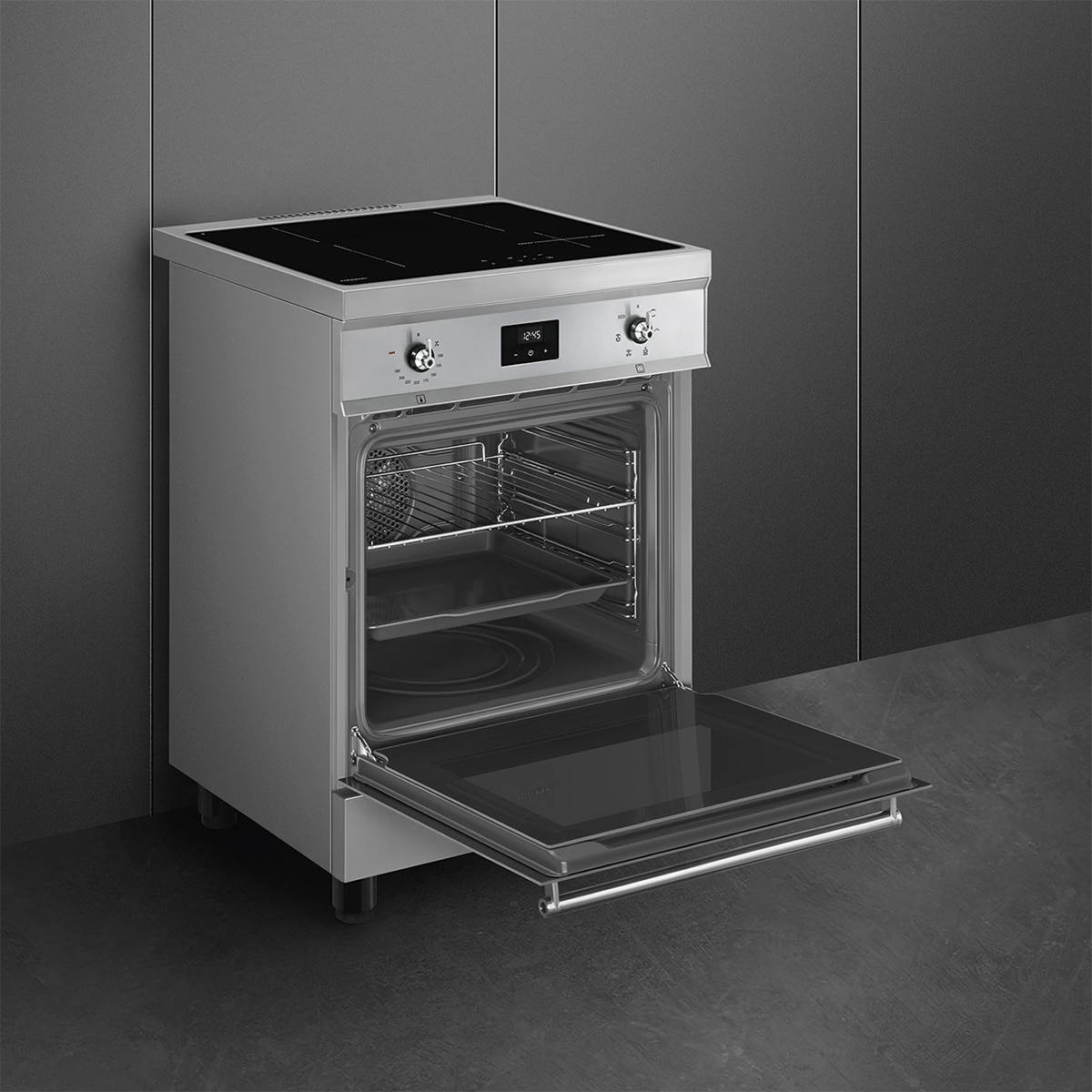 Cocina compacta Smeg 60 cm, placa inducción y 1 horno - C6IMXT2 Acero Inox-7
