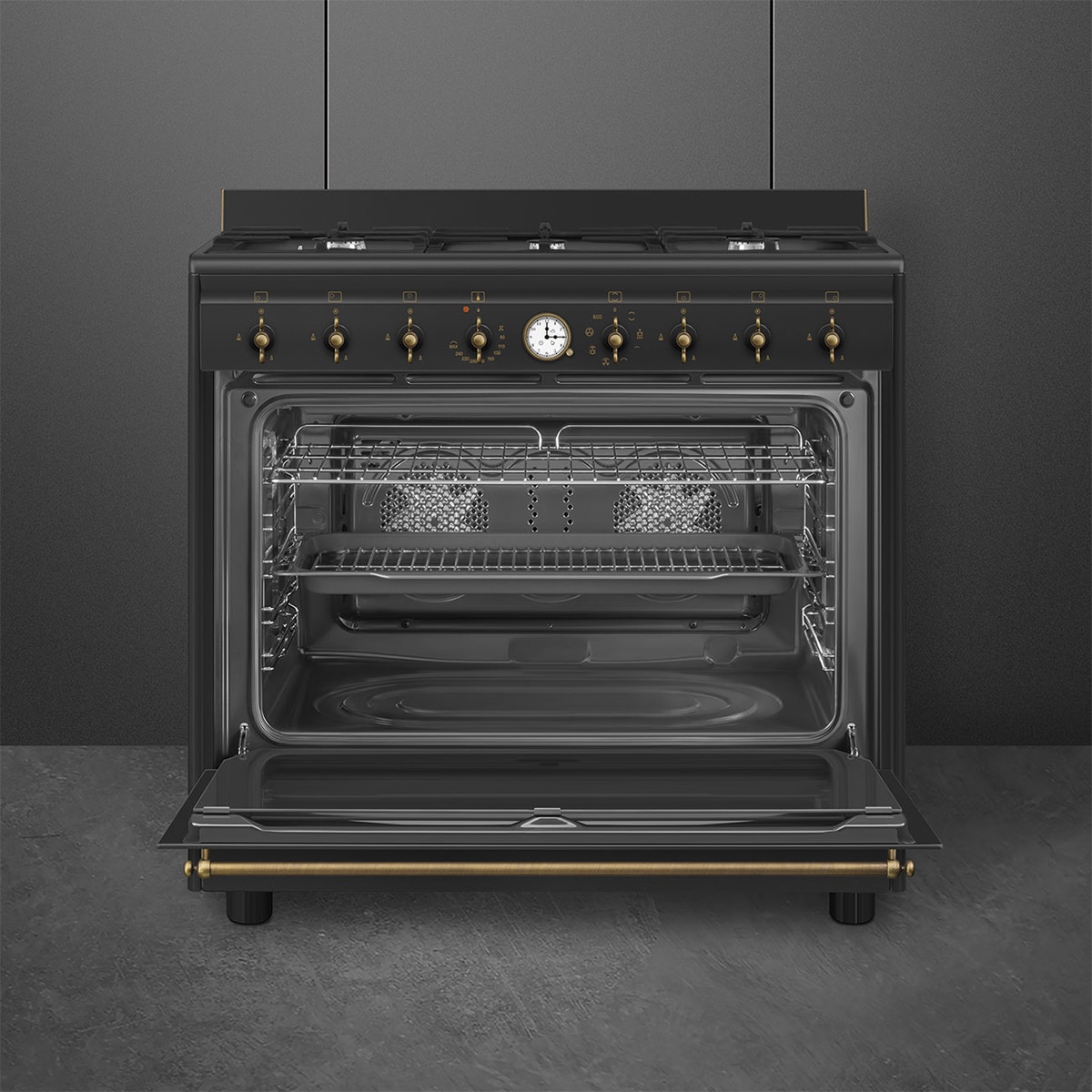 Cocina compacta gas Smeg con 6 quemadores y 1 cavidad de horno eléctrico - CO90GMAN2 3