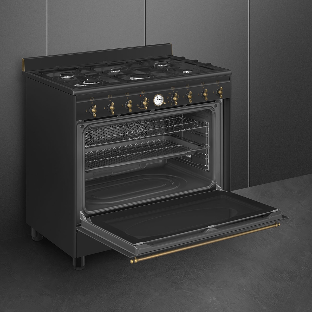 Cocina compacta gas Smeg con 6 quemadores y 1 cavidad de horno eléctrico - CO90GMAN2 4