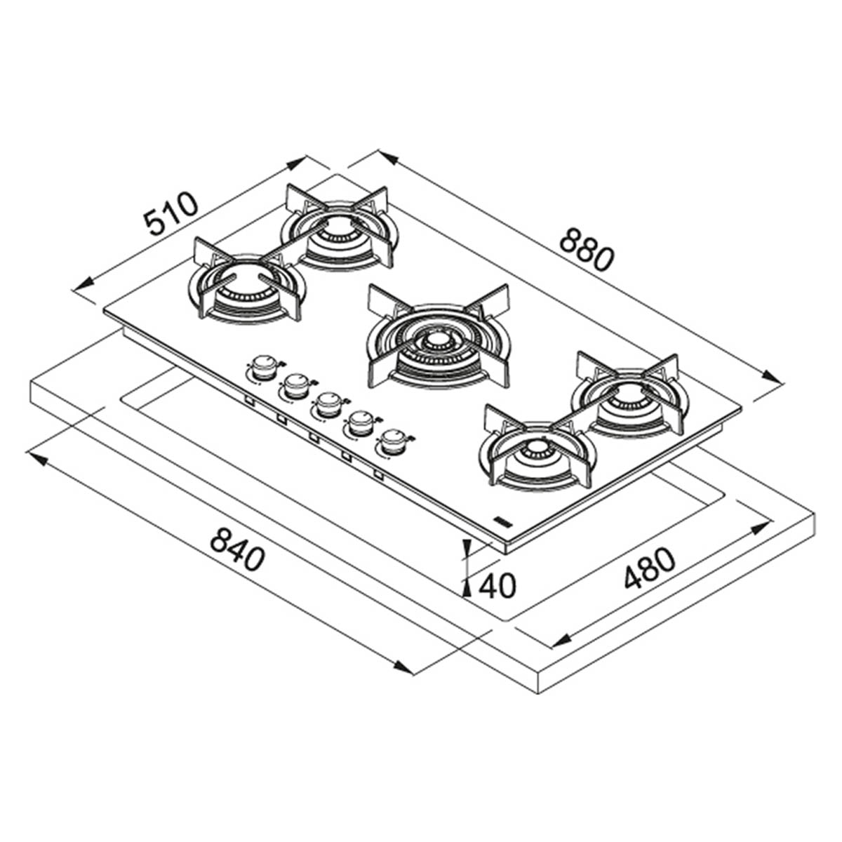 Placa gas Franke 5 quemadores - FHCR 905 4G - Inox Inox-2