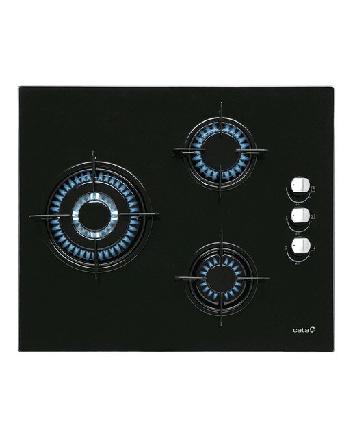 Placa gas Cata 3 quemadores - CI 6021 BK Cristal negro-1