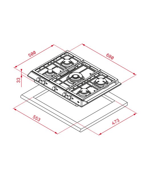 Placa de gas Teka con 5 quemadores - EX/70.1 5G AI - Acero Inox Acero Inox-2