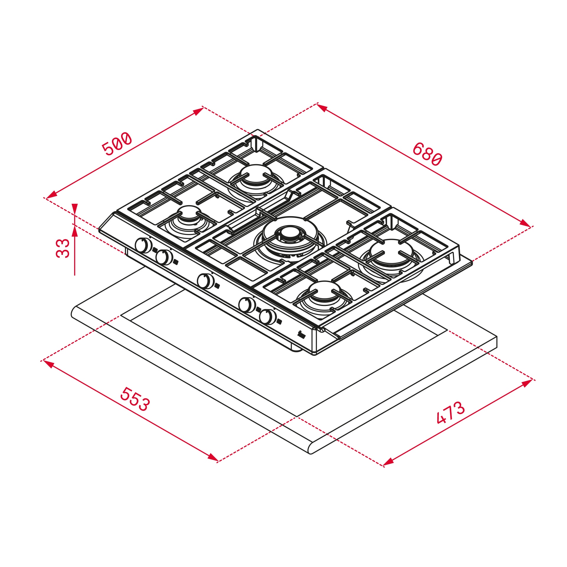 Placa de gas Teka con 5 quemadores - EX/70.1 5G AI - Acero Inox Acero Inox-3