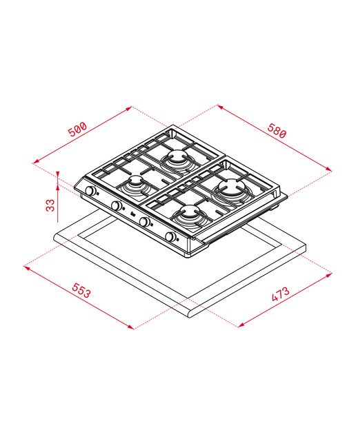 Placa de gas Teka con 4 quemadores - EX 60.1 4G AI - Acero Inox Acero Inox-2