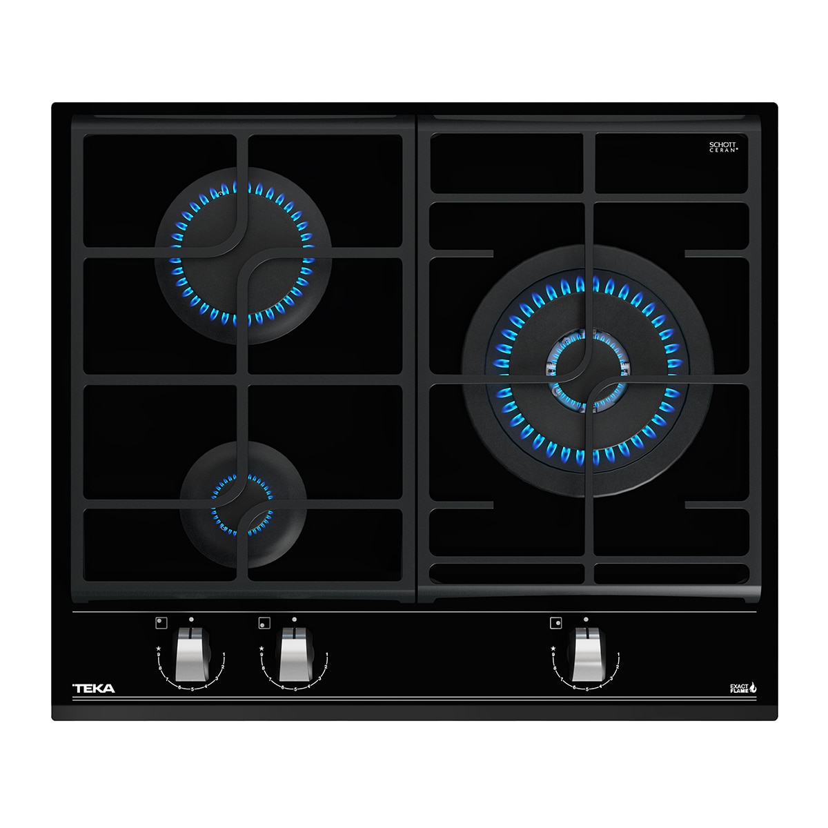 Placa gas Teka 3 quemadores - GZC63310XBN - Negro Negro-2