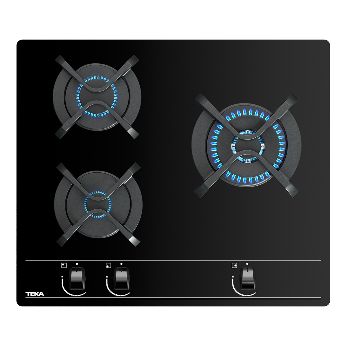 Placa gas Teka 3 quemadores - GBC 63010 KBN Negro-2