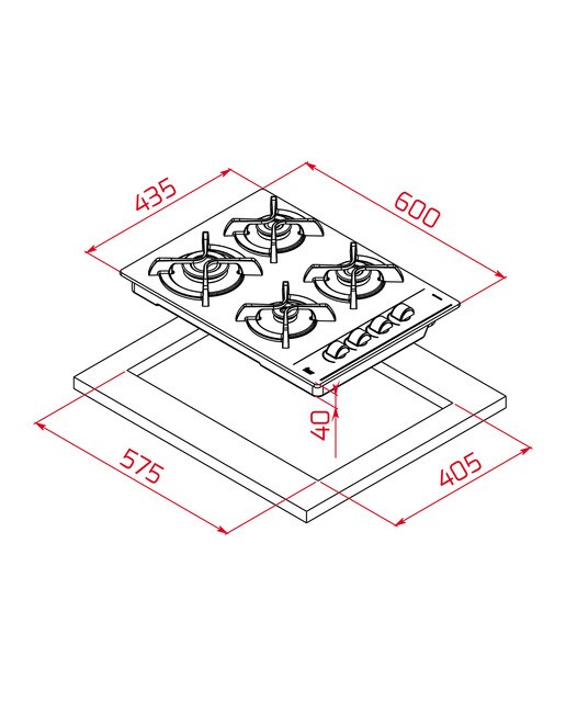 Placa de gas Teka con 4 quemadores - GBC 64003 KBN Negro-2