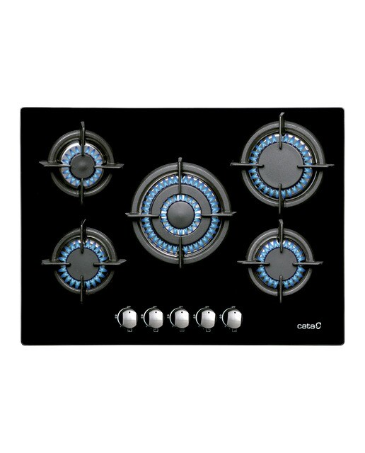 Placa gas Cata 5 quemadores - L-7005 CI Cristal negro-1