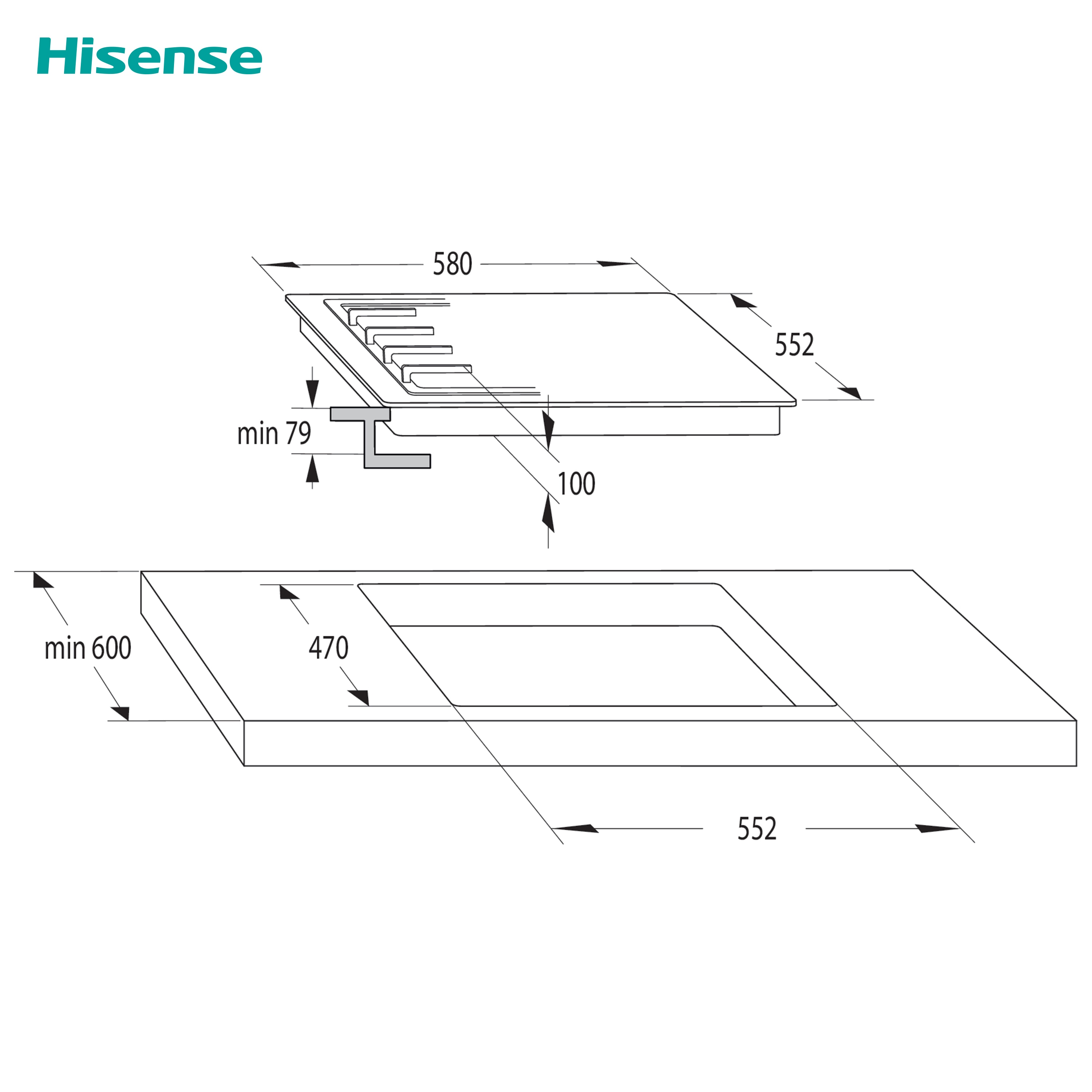 Placa gas Hisense 3 quemadores - GG633B Cristal negro-3