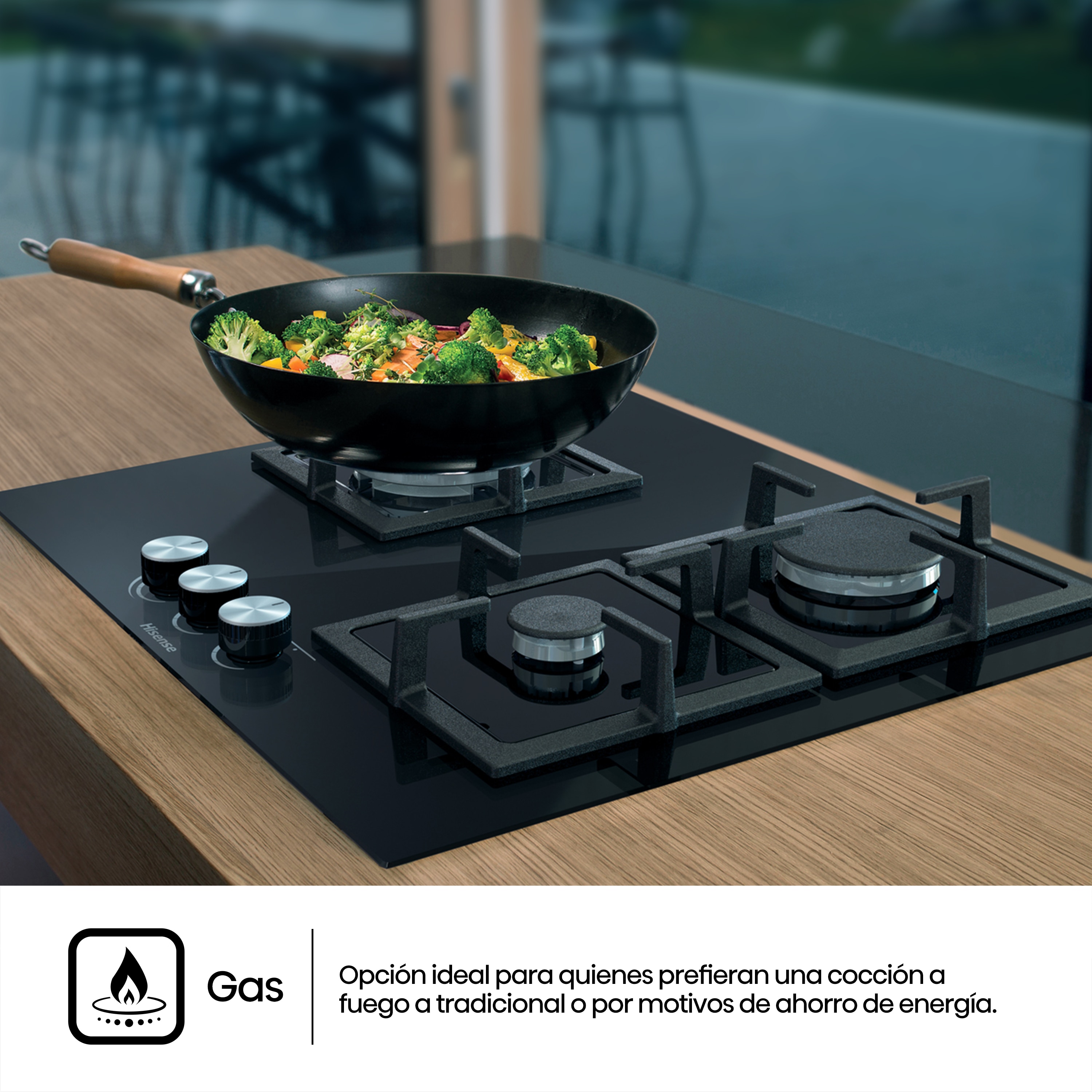 Placa gas Hisense 3 quemadores - GG633B Cristal negro-6