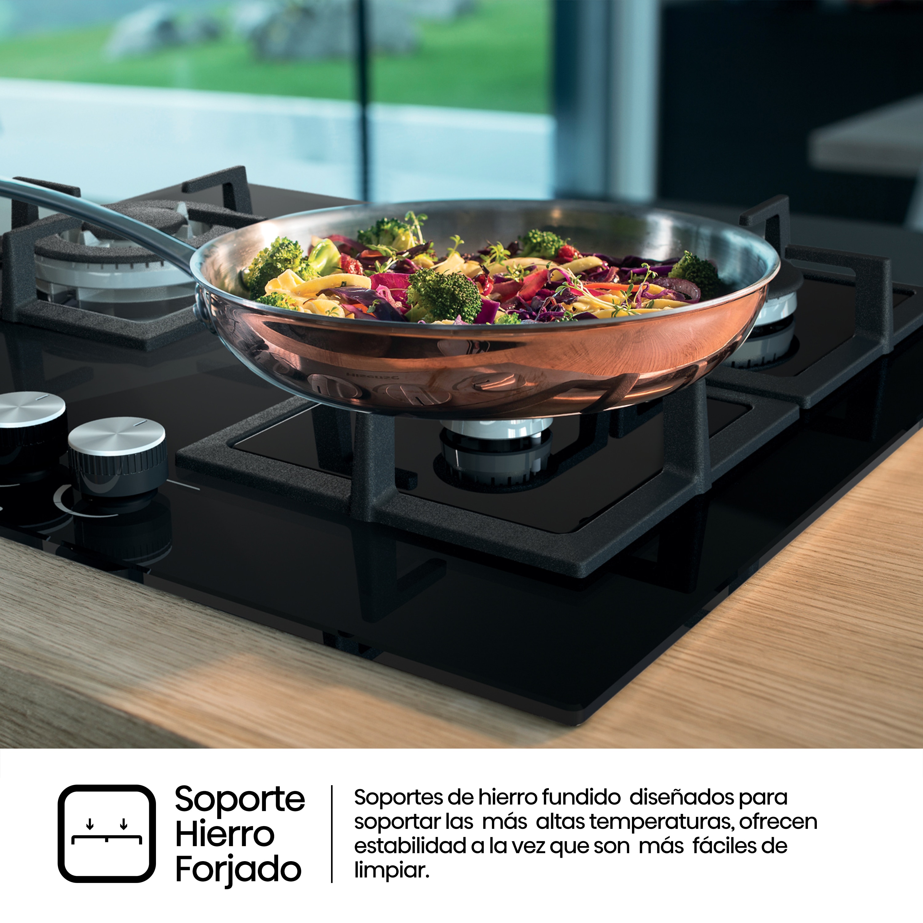 Placa gas Hisense 3 quemadores - GG633B Cristal negro-9