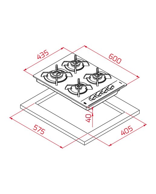 Placa gas Teka 4 quemadores - GBC64003 KBA BK - Negro Negro-2
