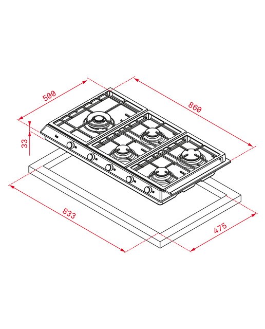 Placa gas Teka 5 quemadores - EX 90.1 5G AI - Inox Inox-2