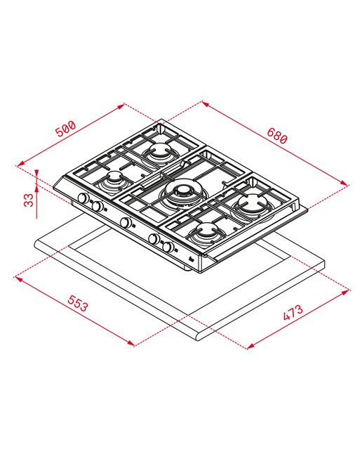 Placa gas Teka 5 quemadores - EX 70.1 5G AI - Acero Inox Acero Inox-2