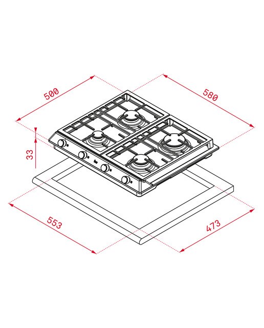 Placa gas Teka 4 quemadores - EX 60.1 4G AI - Acero Inox Acero Inox-2