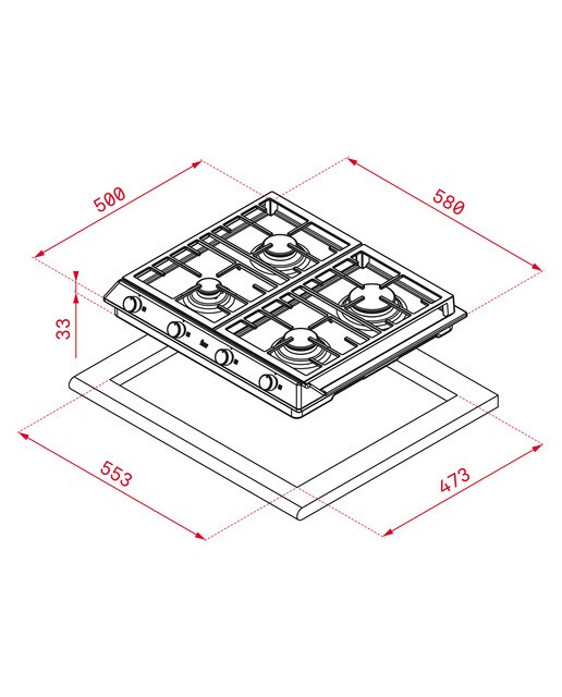 Placa gas Teka 4 quemadores - EX 60.1 4G AI - Acero Inox Acero Inox-2