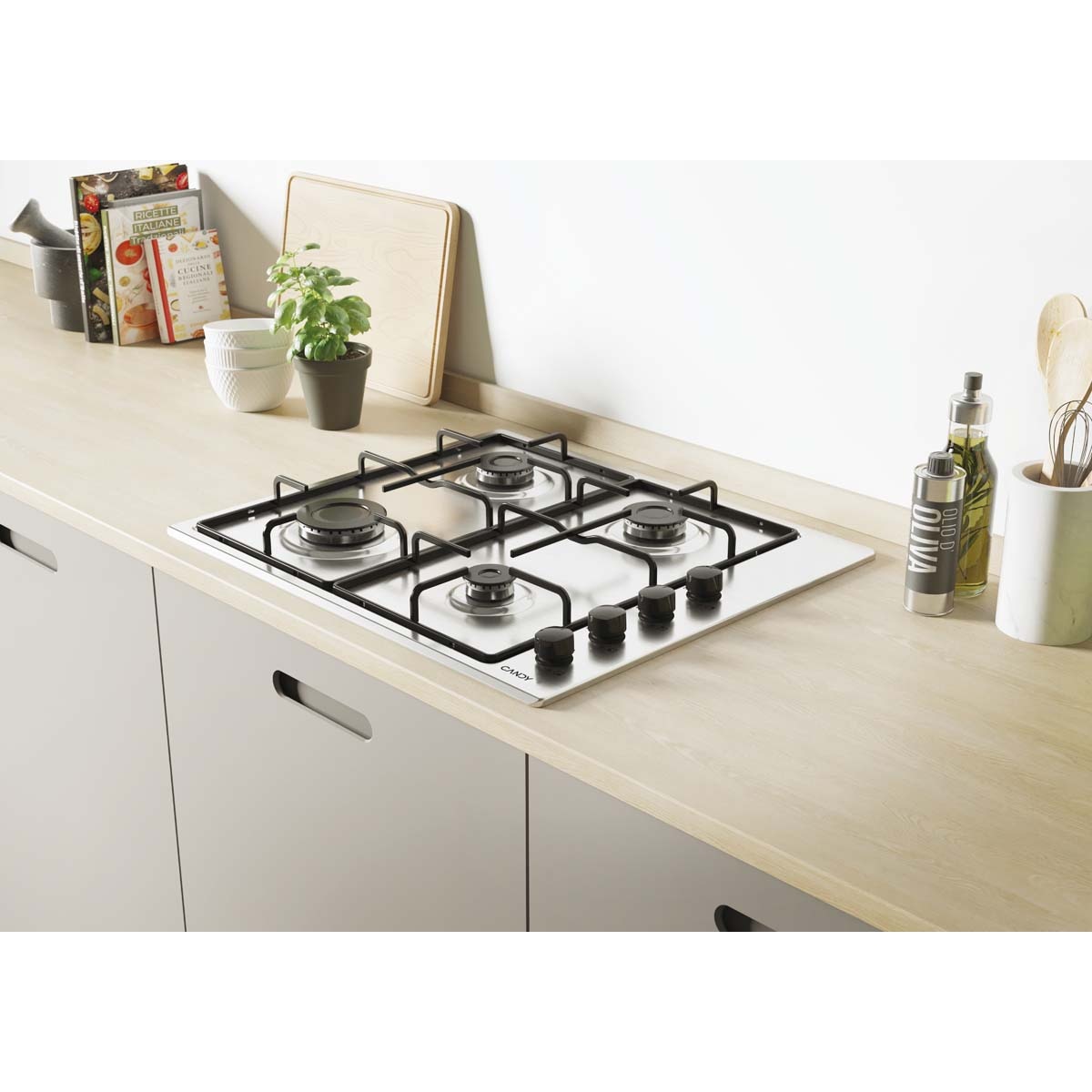 Placa de gas Candy de 60 cm, con 4 zonas de coccion - CHW6LBX/4U2 Inox-5