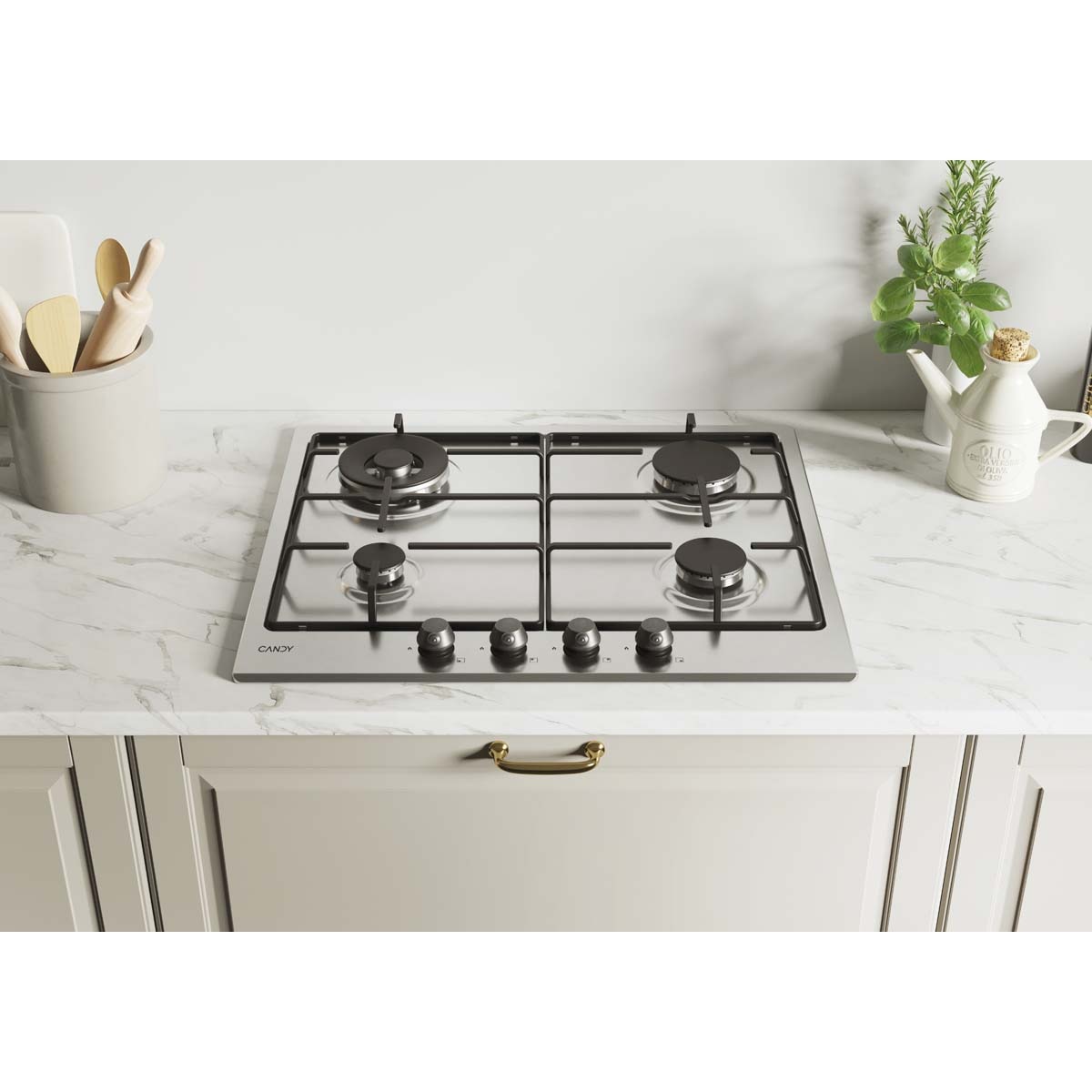 Placa de gas Candy de 60 cm, con 4 zonas de coccion - CM6PBRX Inox-2