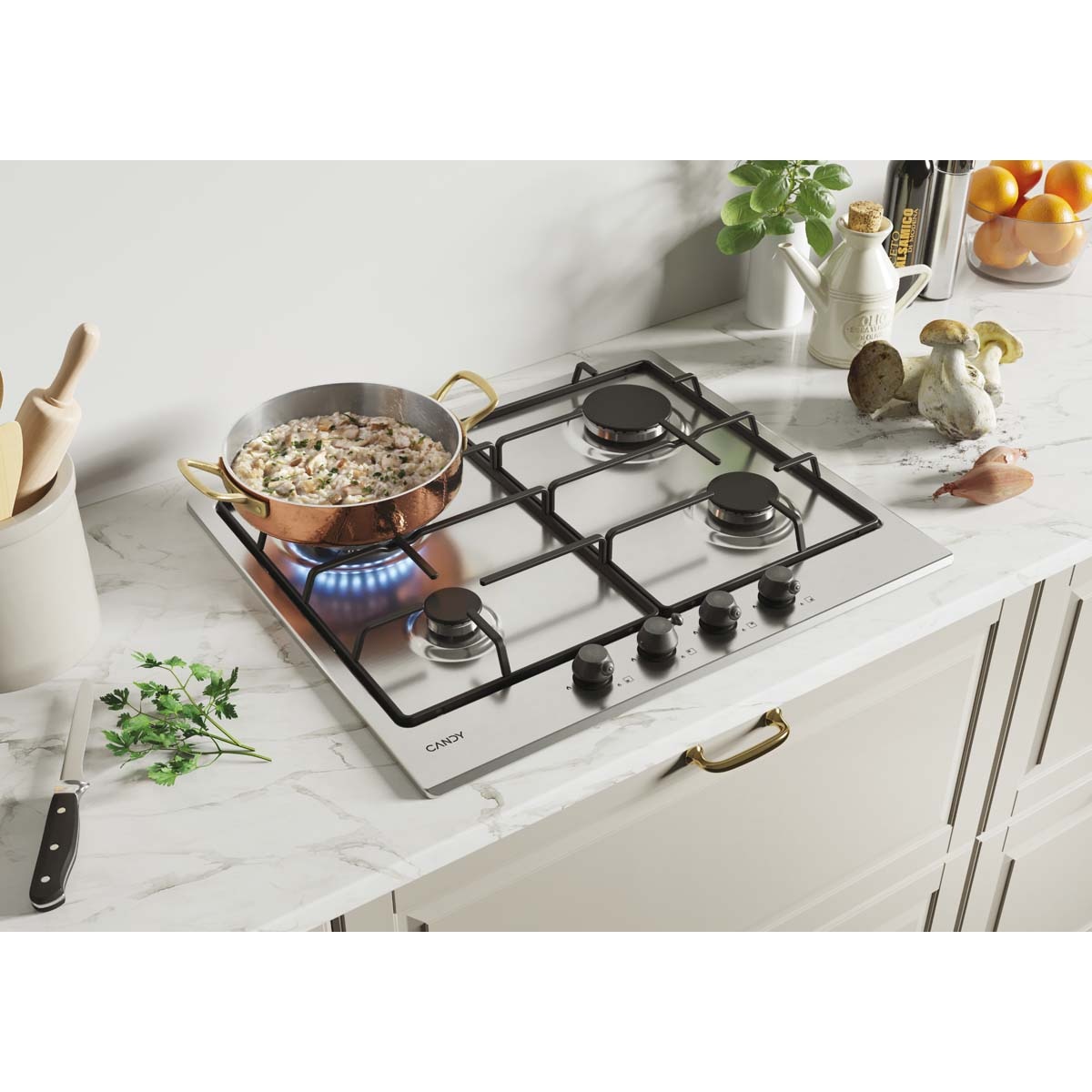 Placa de gas Candy de 60 cm, con 4 zonas de coccion - CM6PBRX Inox-3