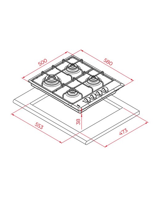 Placa de gas Teka 4 quemadores - HLX 640 KLA Acero Inox-2