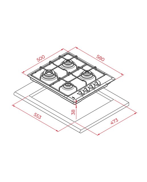 Placa de gas Teka 4 quemadores - HLX 640 KLN - Acero Inox Acero Inox-2