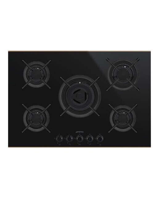 Placa de gas Smeg con 5 quemadores - PV675CNR Negro Negro-1