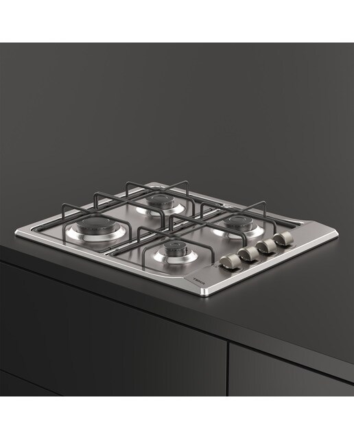 Placa de gas Teka con 4 quemadores y parrillas esmaltadas - E/60.3 40 NAT - Acero Inox Acero Inox-7
