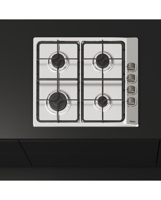 Placa de gas Teka con 4 quemadores y parrillas esmaltadas - E/60.3 40 BUT - Acero Inox Acero Inox-6
