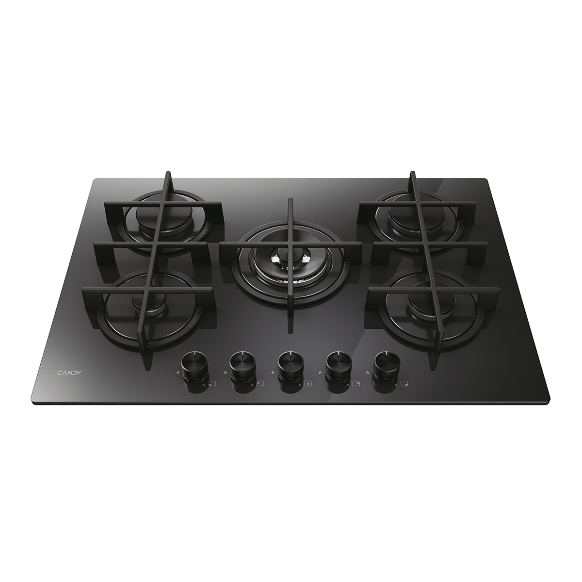 Placa de gas Candy con 5 quemadores - CVG74WTB Negro-3