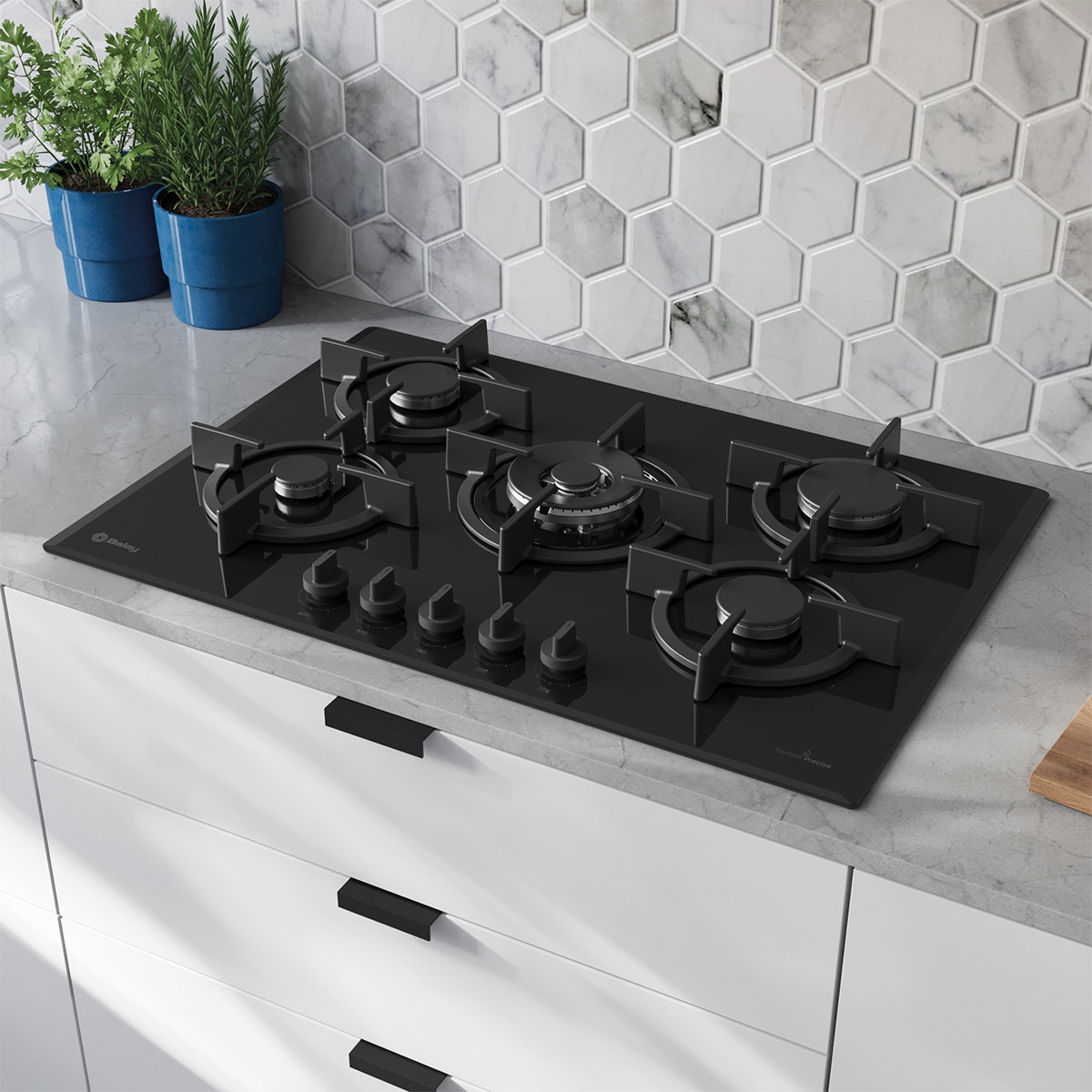 Placa de gas Balay, 75 cm, GasStop, Negro - 3ETG676RB - Negro Negro-5