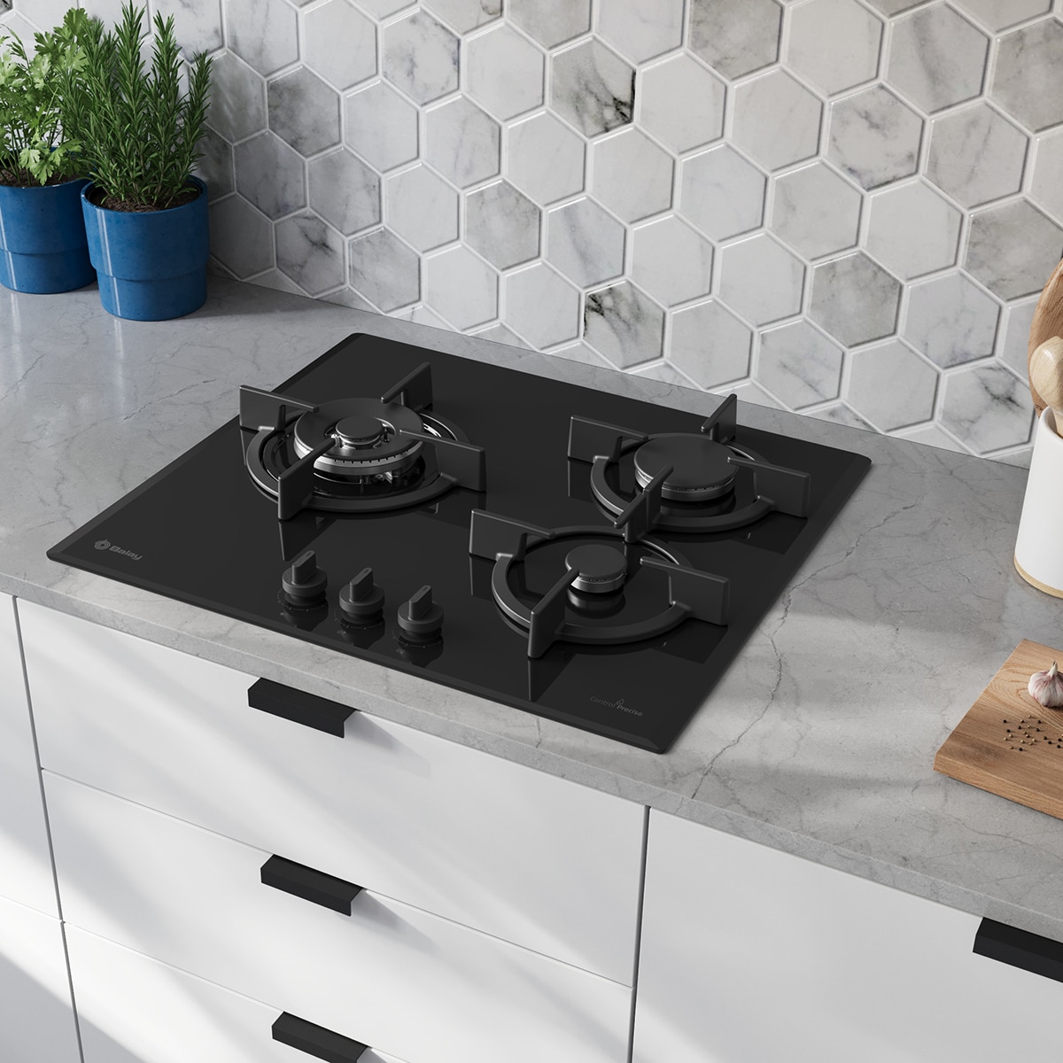 Placa de gas Balay, Wok, GasStop, Cristal templado, Negro - 3ETG663RB - Negro Negro-19